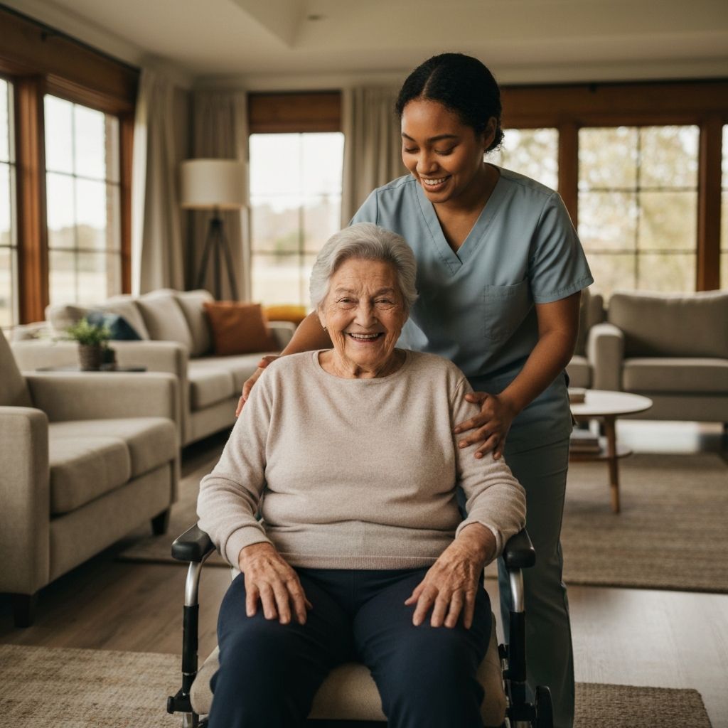Senior woman at home with family